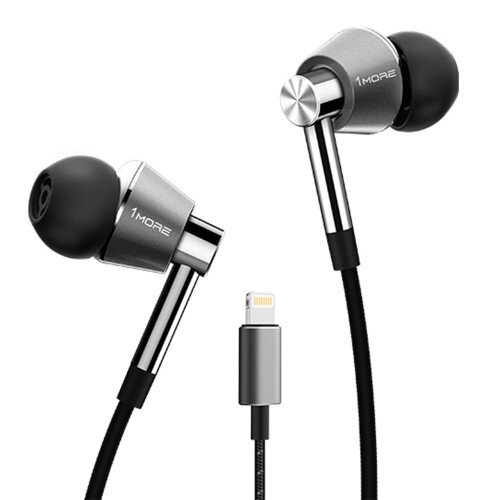 1MORE Triple Driver Lightning In-Ear Headphones - Titanium (Silver)