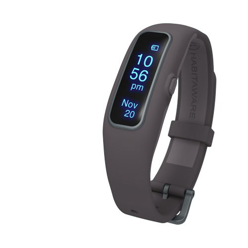 HabitAware Keen2 Awareness Bracelet Plus Behavior Change Bundle - Charcoal - Small/Medium