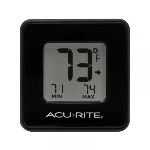 AcuRite Compact Indoor Thermometer with High and Low Records - Black