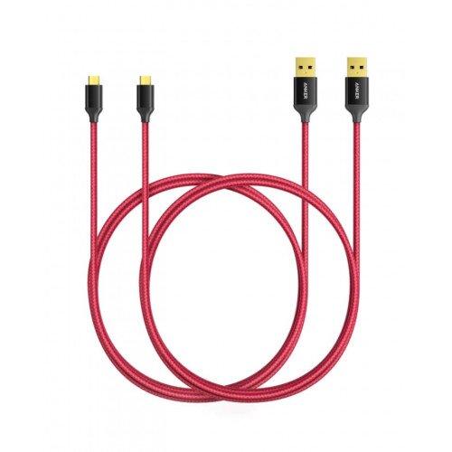 Anker 2-Pack Nylon Braided Tangle-Free Micro USB Cable - Red