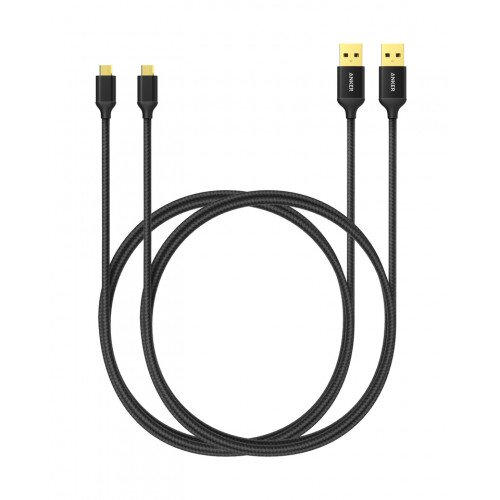 Anker 2-Pack Nylon Braided Tangle-Free Micro USB Cable - Black