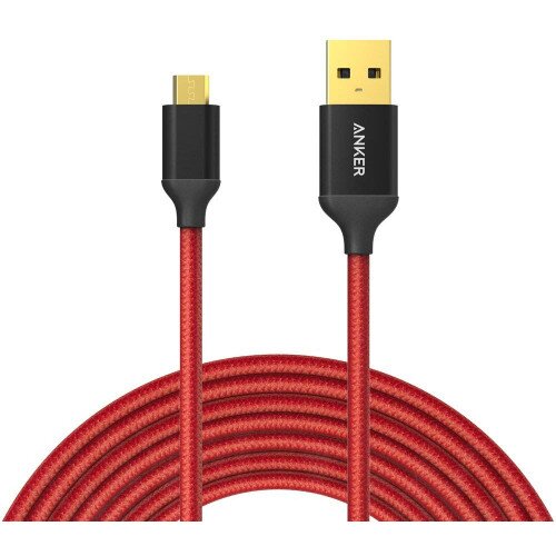 Anker Micro USB Cables Gold-Plated Connectors - 10ft - Red