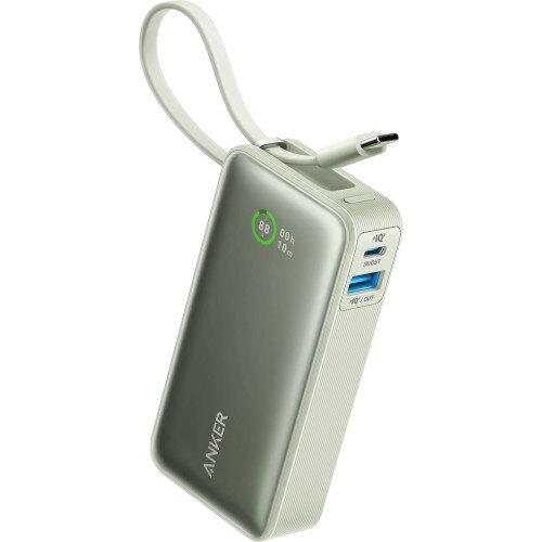 Anker Nano Power Bank (30W, Built-In USB-C Cable) - Natural Green