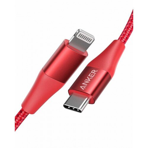 Anker Powerline+ II USB C to Lightning Cable 3 ft Apple MFi Certified - Red