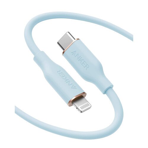 Anker 641 PowerLine III Flow Silicone Cable - USB-C to Lightning - 3ft - Misty Blue