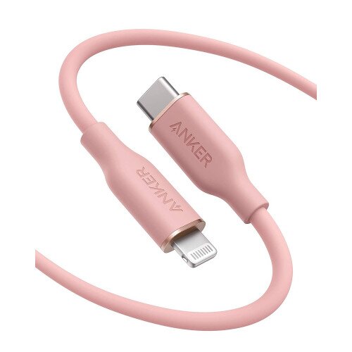 Anker 641 PowerLine III Flow Silicone Cable - USB-C to Lightning - 6ft - Coral Pink