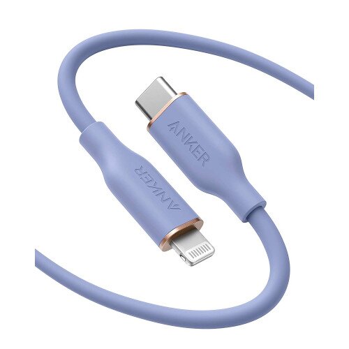 Anker 641 PowerLine III Flow Silicone Cable - USB-C to Lightning - 3ft - Lavender Gray