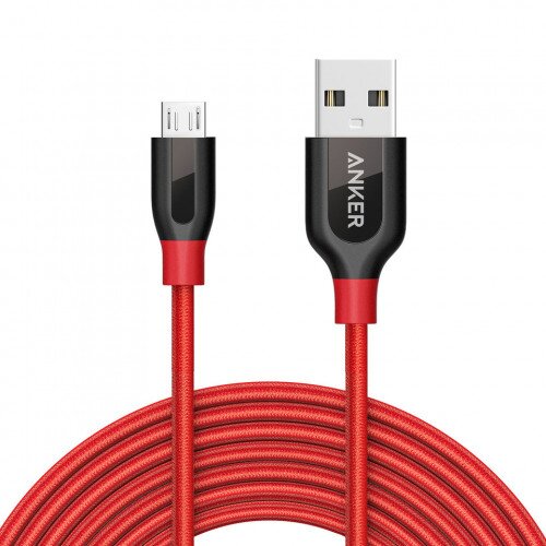 Anker PowerLine+ Micro USB Premium Durable Cable - 10ft - Red