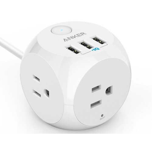 Anker 321 Power Strip with 3 USB Ports - White - 8FT