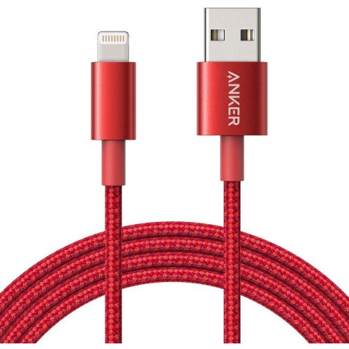 Anker Premium Double-Braided Nylon Lightning Cable - 3.3ft - Red