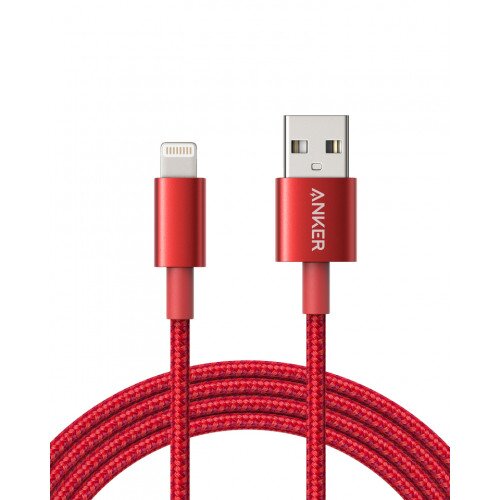 Anker Premium Double-Braided Nylon Lightning Cable - 6ft - Red