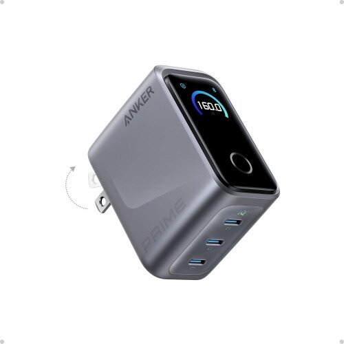 Anker Prime Charger (160W, 3 Ports, Smart Display)