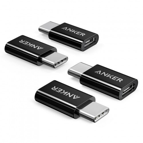 Anker USB-C (Male) to Micro USB (Female) Adapter - 4-Pack - Black