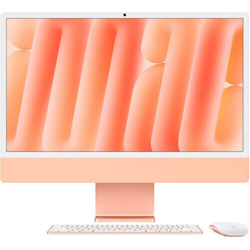 Apple iMac 24-inch 4.5K Retina Display (2024) - 512GB - 24GB - M4 Chip with 10-Core CPU 10-Core GPU 16-Core Neural Engine - Orange