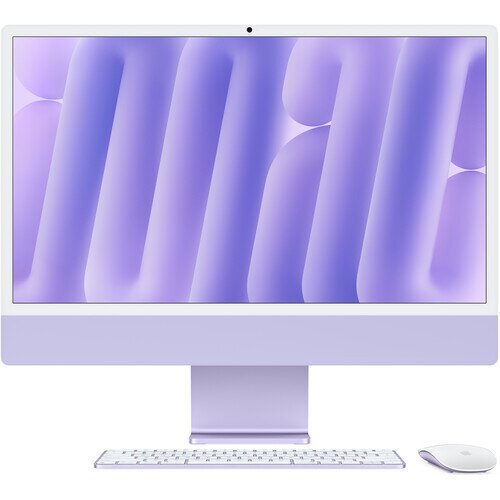 Apple iMac 24-inch 4.5K Retina Display (2024) - 256GB - 16GB - M4 Chip with 10-Core CPU 10-Core GPU 16-Core Neural Engine - Purple