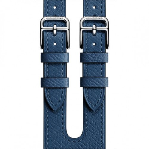 Apple Watch Hermes Leather Double Buckle Cuff - Bleu Agate Epsom