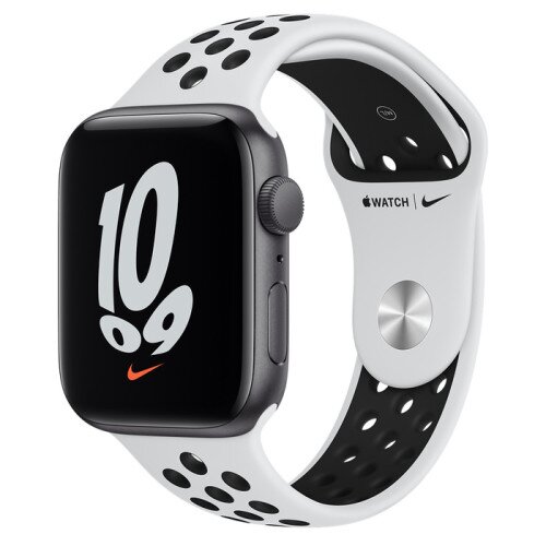 Apple Watch Nike SE Space Gray Aluminum Case with Nike Sport Band - Pure Platinum/Black - 44mm