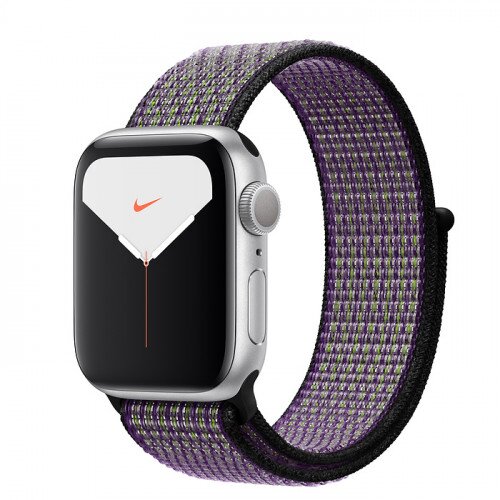 Apple Watch Nike Series 5 with Desert Sand/Volt Sport Loop Band - Silver Aluminum Case - 40mm