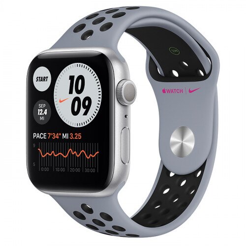 Apple Watch Nike Series 6 Silver Aluminum Case with Nike Sport Band - 44mm - Obsidian Mist Black