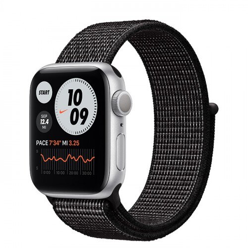 Apple Watch Nike Series 6 Silver Aluminum Case with Nike Sport Loop - 40m - Black