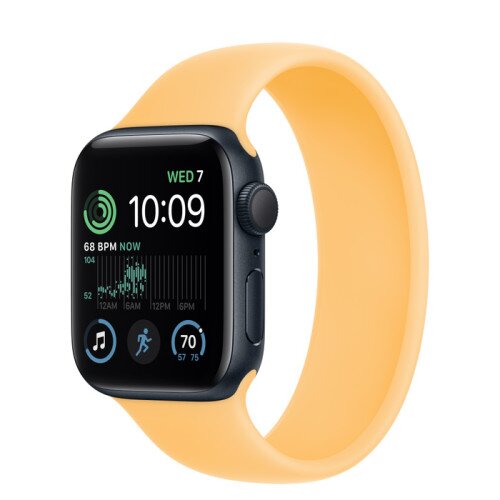 Apple Watch SE (2nd Gen) Midnight Aluminum Case with Solo Loop - Sunglow - 40mm - Size-5