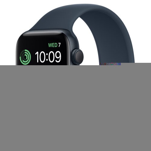 Apple Watch SE (2nd Gen) Midnight Aluminum Case with Solo Loop - Storm Blue - 44mm - Size-12