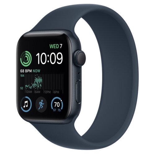 Apple Watch SE (2nd Gen) Midnight Aluminum Case with Solo Loop - Storm Blue - 44mm - Size-5