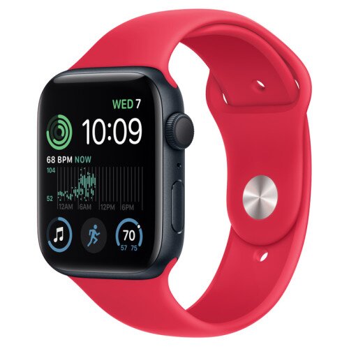 Apple Watch SE (2nd Gen) Midnight Aluminum Case with Sport Band - Red - 44mm - M/L