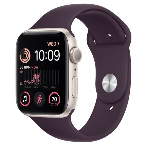 Apple Watch SE (2nd Gen) Starlight Aluminum Case with Sport Band - Elderberry - 44mm - S/M