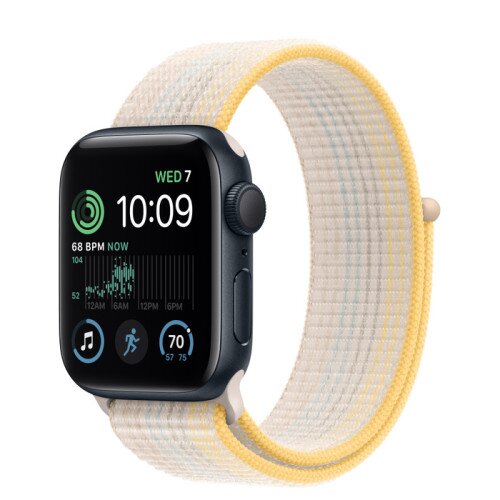 Apple Watch SE (2nd Gen) Midnight Aluminum Case with Sport Loop - Starlight - 40mm - Size-1