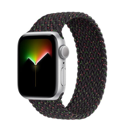Apple Watch SE (2nd Gen) Silver Aluminum Case with Braided Solo Loop - Black Unity - 40mm - Size-7