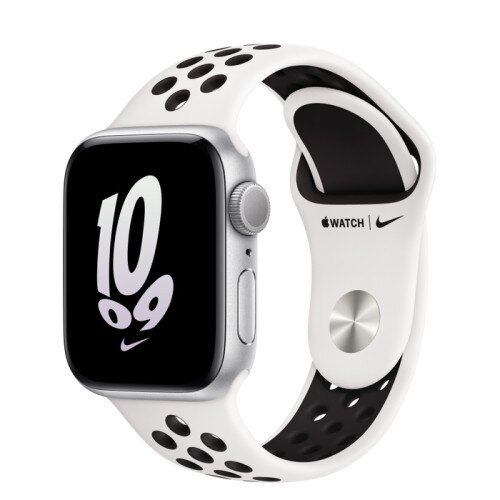 Apple Watch SE (2nd Gen) Silver Aluminum Case with Nike Sport Band - Summit White/Black - 40mm - S/M
