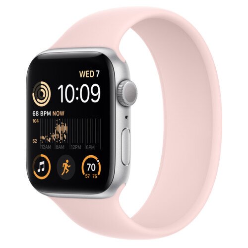 Apple Watch SE (2nd Gen) Silver Aluminum Case with Solo Loop - Chalk Pink - 44mm - Size-6