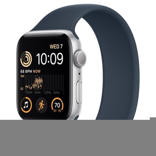 Apple Watch SE (2nd Gen) Silver Aluminum Case with Solo Loop - Storm Blue - 40mm - Size-7