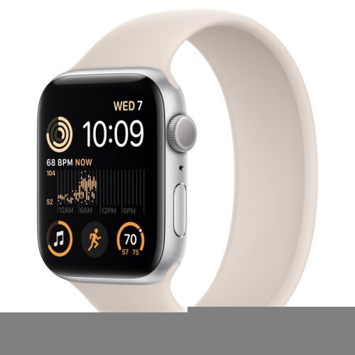 Apple Watch SE (2nd Gen) Silver Aluminum Case with Solo Loop - Starlight - 44mm - Size-8