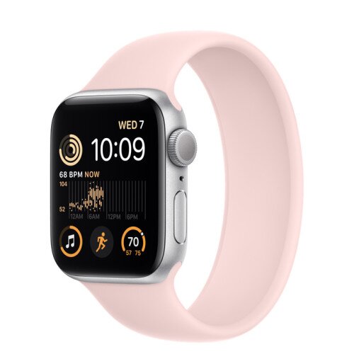 Apple Watch SE (2nd Gen) Silver Aluminum Case with Solo Loop - Chalk Pink - 40mm - Size-3