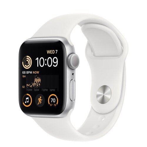 Apple Watch SE (2nd Gen) Silver Aluminum Case with Sport Band - White - 40mm - S/M