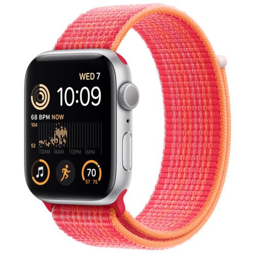 Apple Watch SE (2nd Gen) Silver Aluminum Case with Sport Loop - Red - 44mm - Size-1