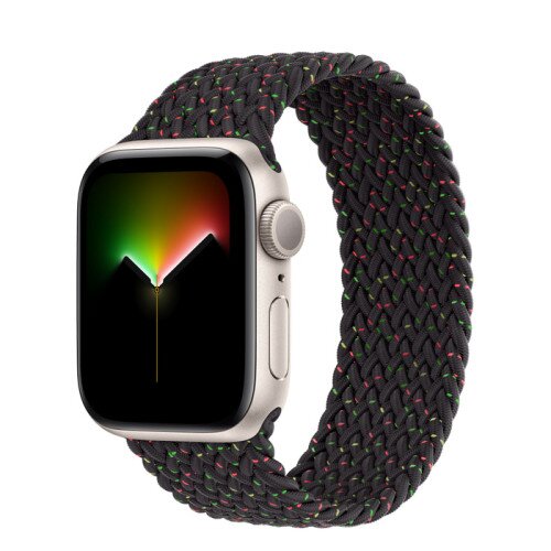 Apple Watch SE (2nd Gen) Starlight Aluminum Case with Braided Solo Loop - Black Unity - 40mm - Size-4