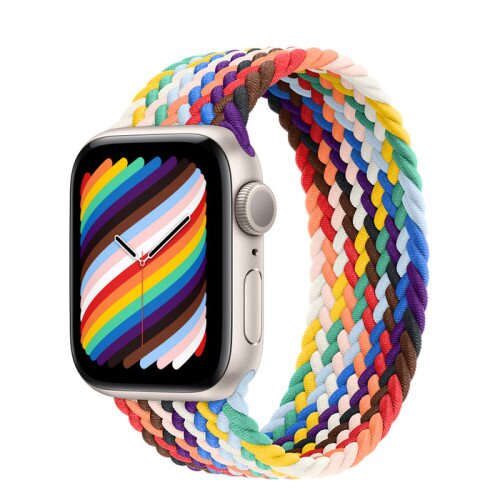 Apple Watch SE (2nd Gen) Starlight Aluminum Case with Braided Solo Loop - Pride Edition - 40mm - Size-3