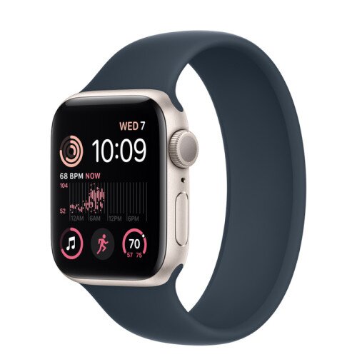 Apple Watch SE (2nd Gen) Starlight Aluminum Case with Solo Loop - Storm Blue - 40mm - Size-3
