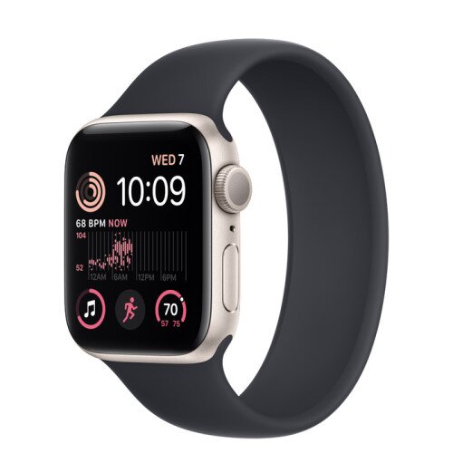 Apple Watch SE (2nd Gen) Starlight Aluminum Case with Solo Loop - Midnight - 40mm - Size-9