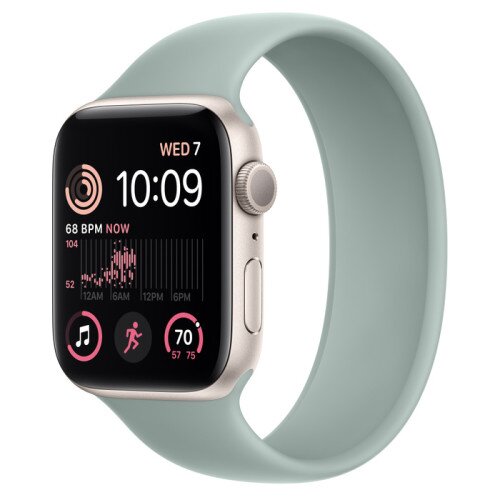 Apple Watch SE (2nd Gen) Starlight Aluminum Case with Solo Loop - Succulent - 44mm - Size-10