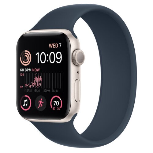 Apple Watch SE (2nd Gen) Starlight Aluminum Case with Solo Loop - Storm Blue - 44mm - Size-10