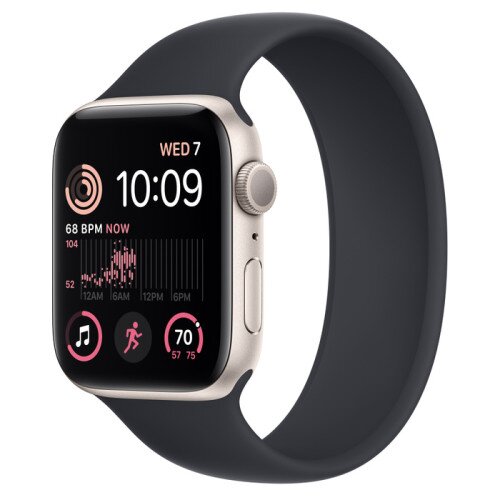 Apple Watch SE (2nd Gen) Starlight Aluminum Case with Solo Loop - Midnight - 44mm - Size-3