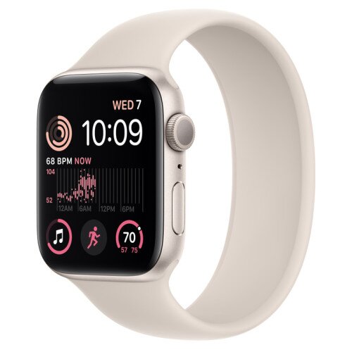 Apple Watch SE (2nd Gen) Starlight Aluminum Case with Solo Loop - Starlight - 44mm - Size-12