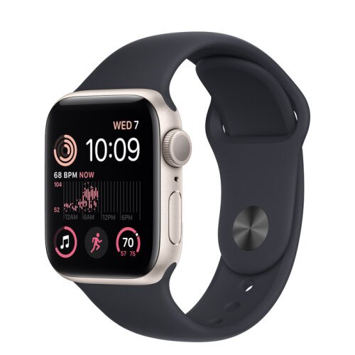 Apple Watch SE (2nd Gen) Starlight Aluminum Case with Sport Band - Midnight - 40mm - M/L