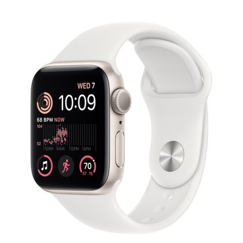 Apple Watch SE (2nd Gen) Starlight Aluminum Case with Sport Band - White - 40mm - S/M