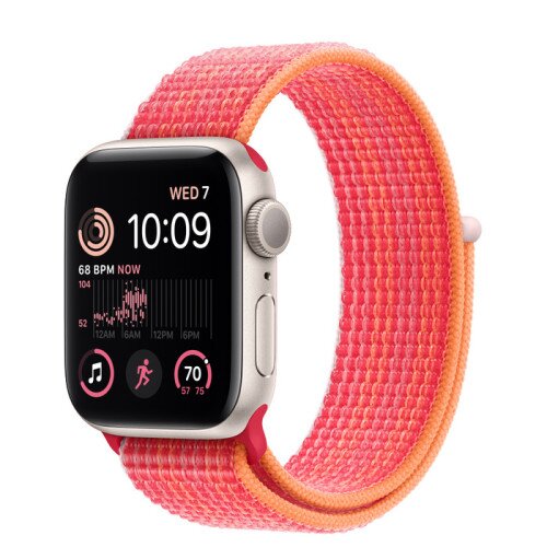 Apple Watch SE (2nd Gen) Starlight Aluminum Case with Sport Loop - Red - 40mm - Size-1
