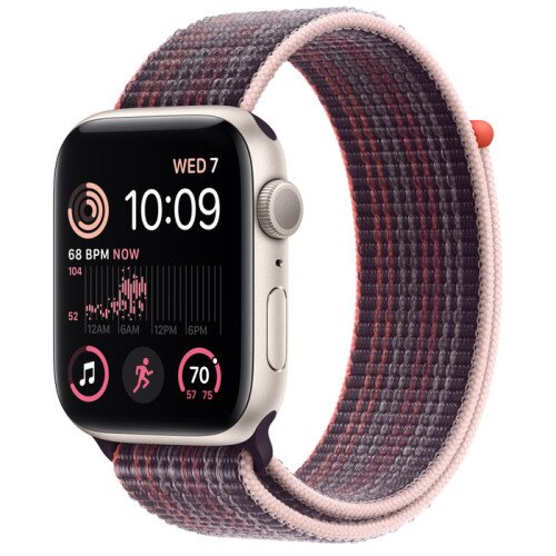 Apple Watch SE (2nd Gen) Starlight Aluminum Case with Sport Loop - Elderberry - 44mm - Size-1